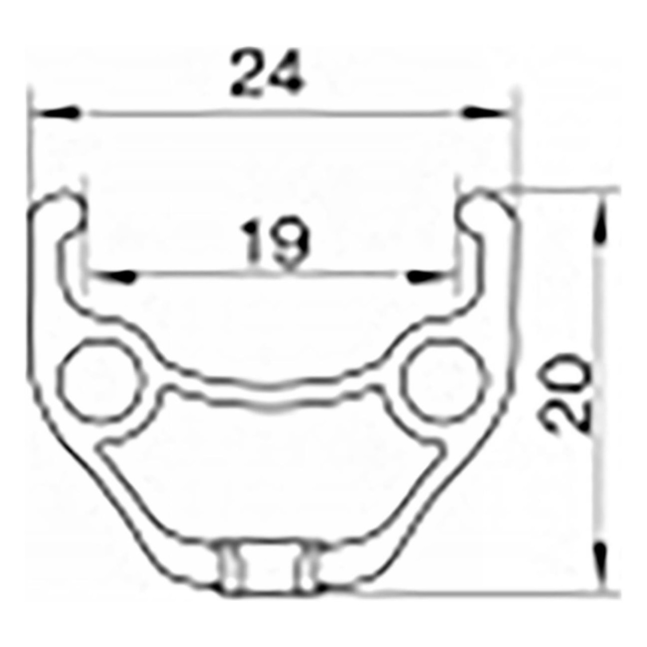 Scheibenfelge 28/29' aus schwarzem Aluminium mit einzelnen Ösen, 622x19mm, 32 Löcher - 2