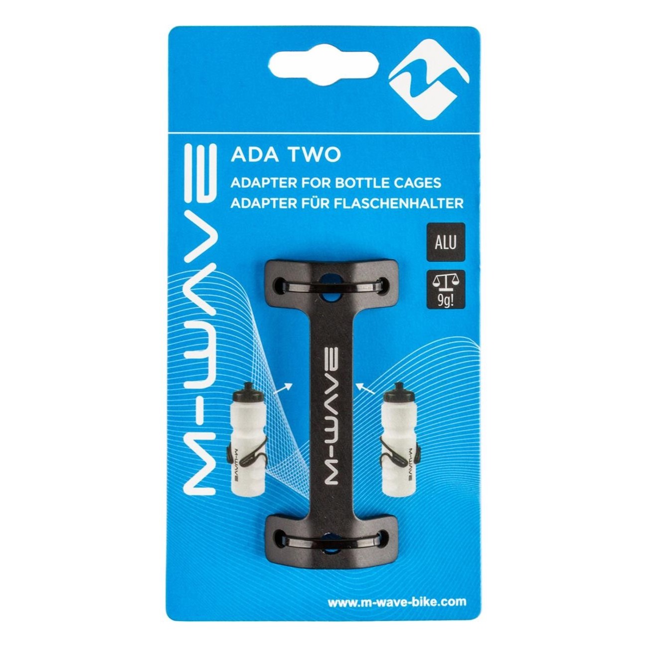 Adaptador M-WAVE Ada Two para 2 Portabotellas, 9g, Negro de Aluminio - 3