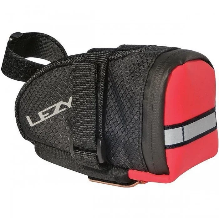 Borsa Sottosella Lezyne Caddy M Nero-Rosso con Fissaggio Velcro o Sgancio Rapido, Nylon Resistente e Tasche Organizzative - 1 - 