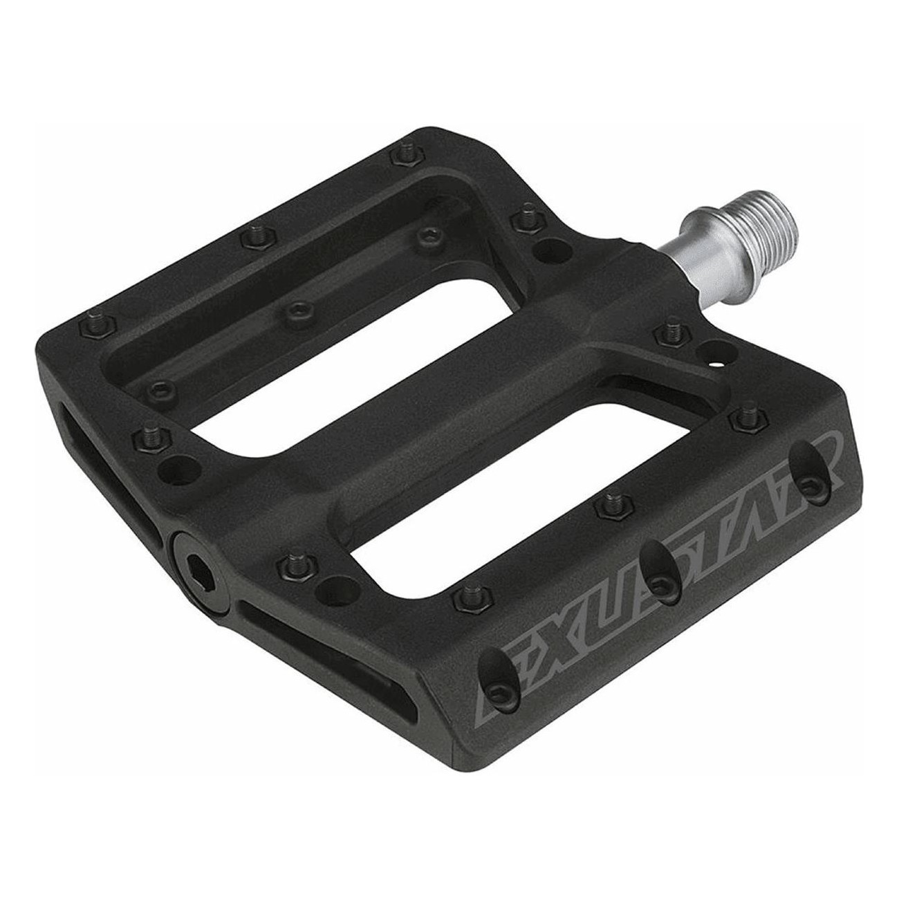 Exustar E-PB71 Flat MTB Pedals 105x108mm Black Thermoplastic Cr-Mo - 1