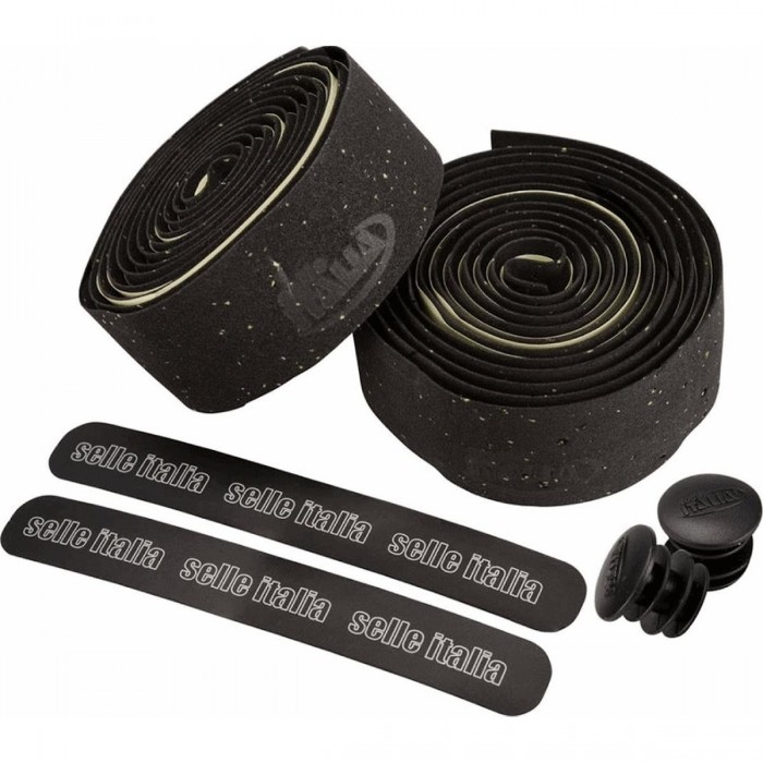 Ruban de guidon SMOOTAPE Course Noir en EVA et Liège 2,5mm avec Bouchon - 50g - 1