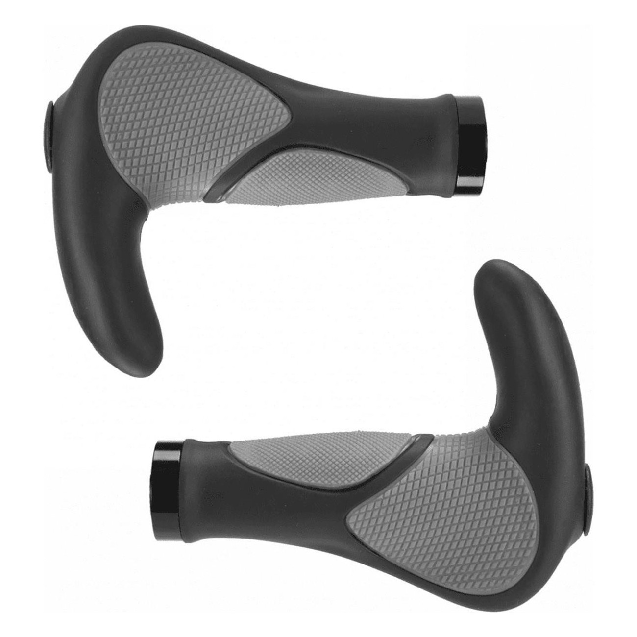 Ergonomic Grips Black/Grey with Extensions and Aluminum Collar, 140mm - 1