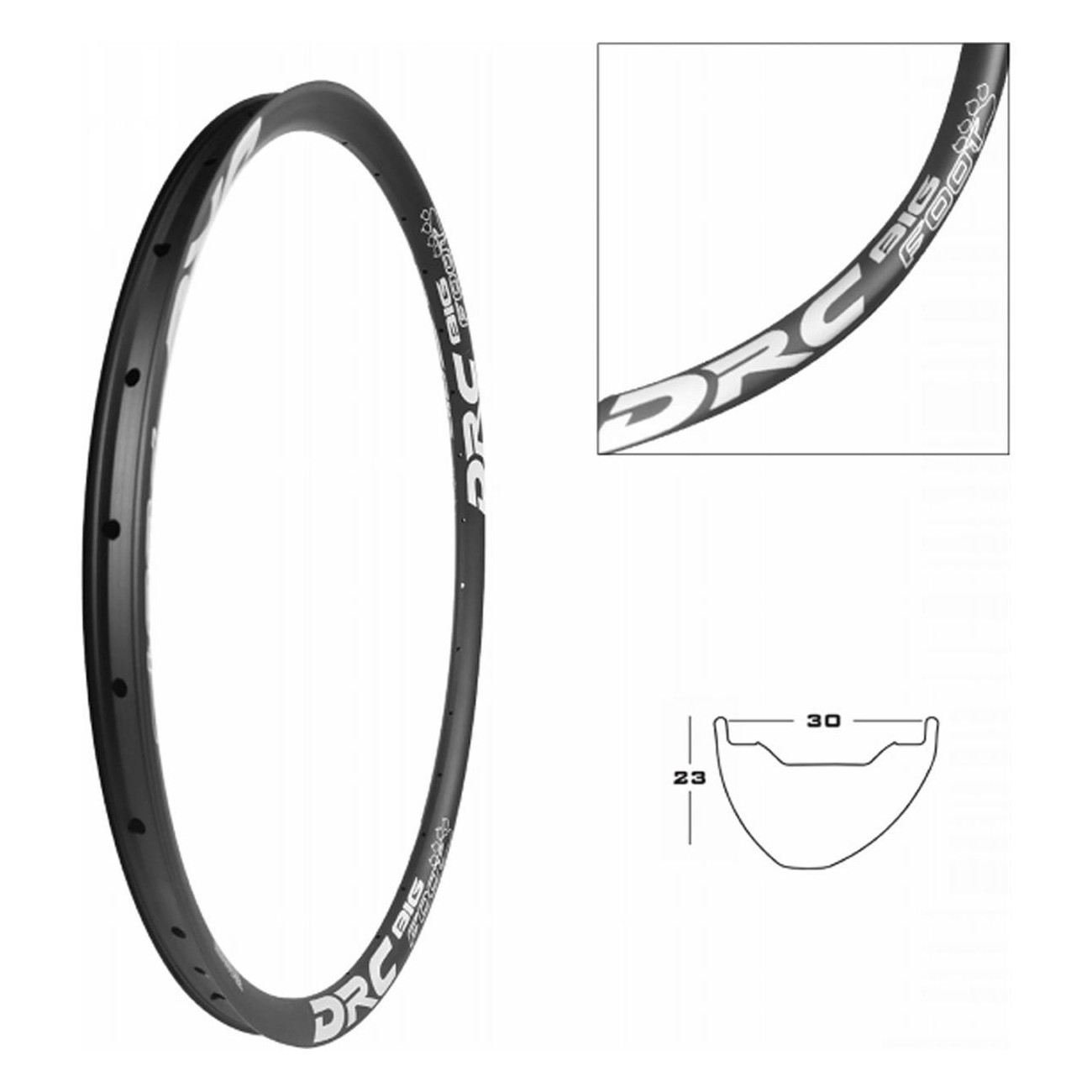 Jante VTT 27.5' en Aluminium Tubeless Ready, 32 Trous, Frein à Disque, Noir - 1