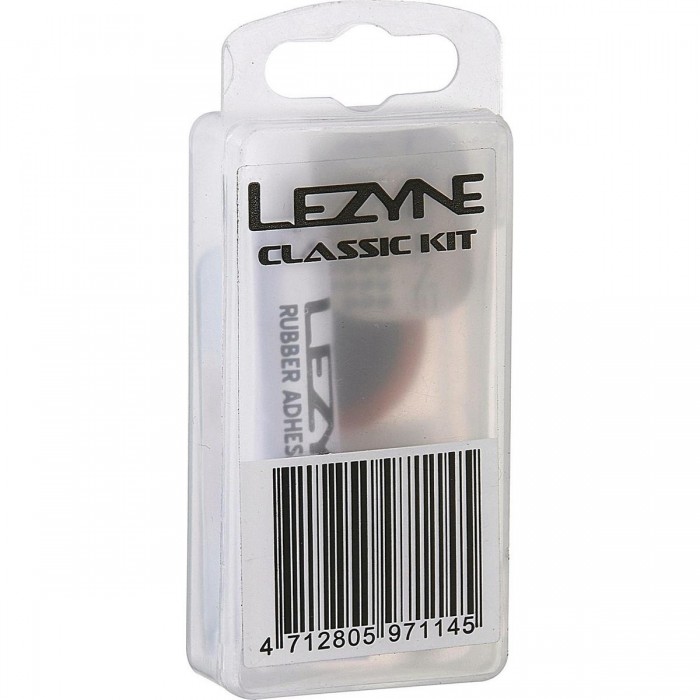 Kit de Reparación Lezyne Clásico para Ciclismo - Caja de Plástico con Pegamento 7 cc, 6 Parches Redondos, 2 Parches Ovales y Pal