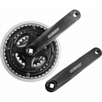 Black Aluminum MTB Crankset 24/34/42 Teeth, 170mm, Compatible 7/8 Speed - 1