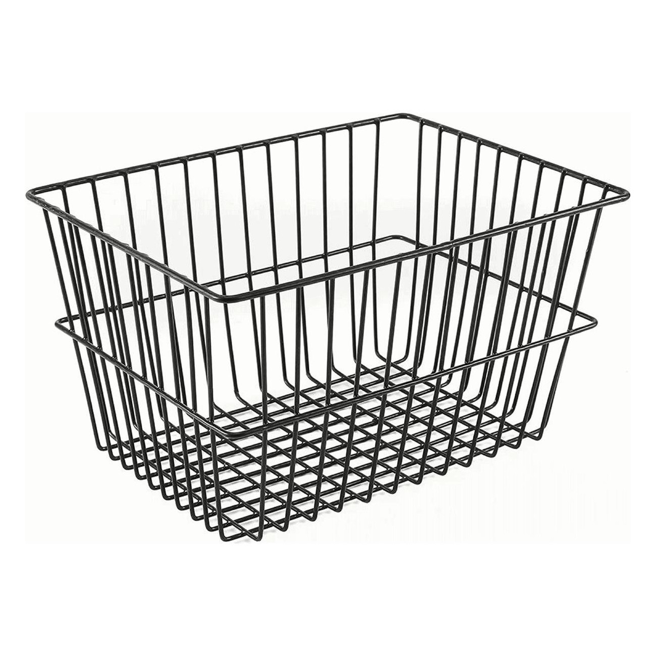 MVTEK Rectangular Front Basket 40x30x22 cm in Black Steel for Bicycle - 1