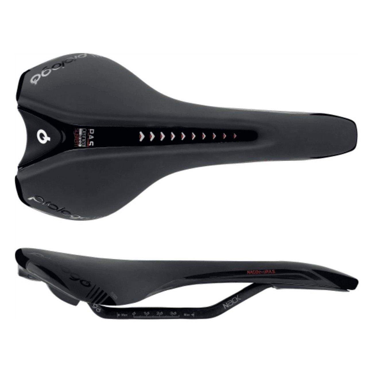 Selle Nago Evo PAS TiroX en Microfibre et Carbone, 275x134mm, Noir Unisexe - 1