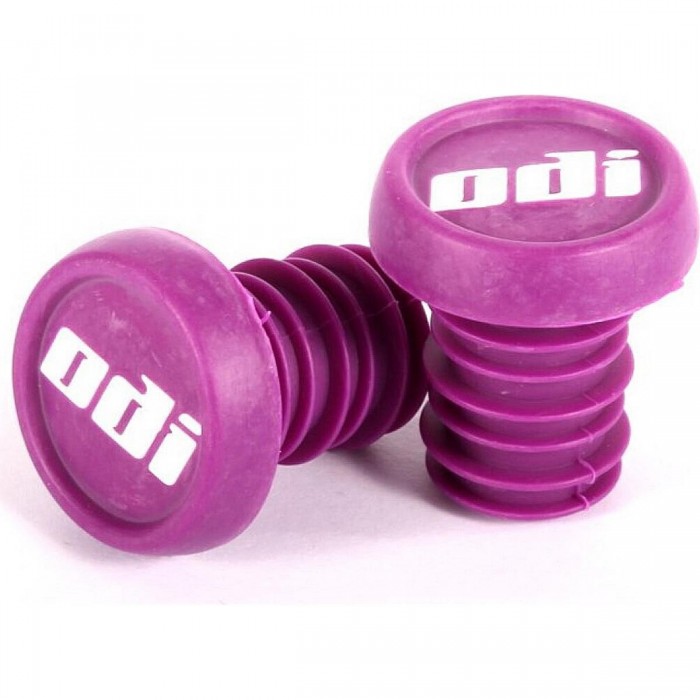 Purple BMX End Caps with ODI Logo - Easy Push-In Installation - 1