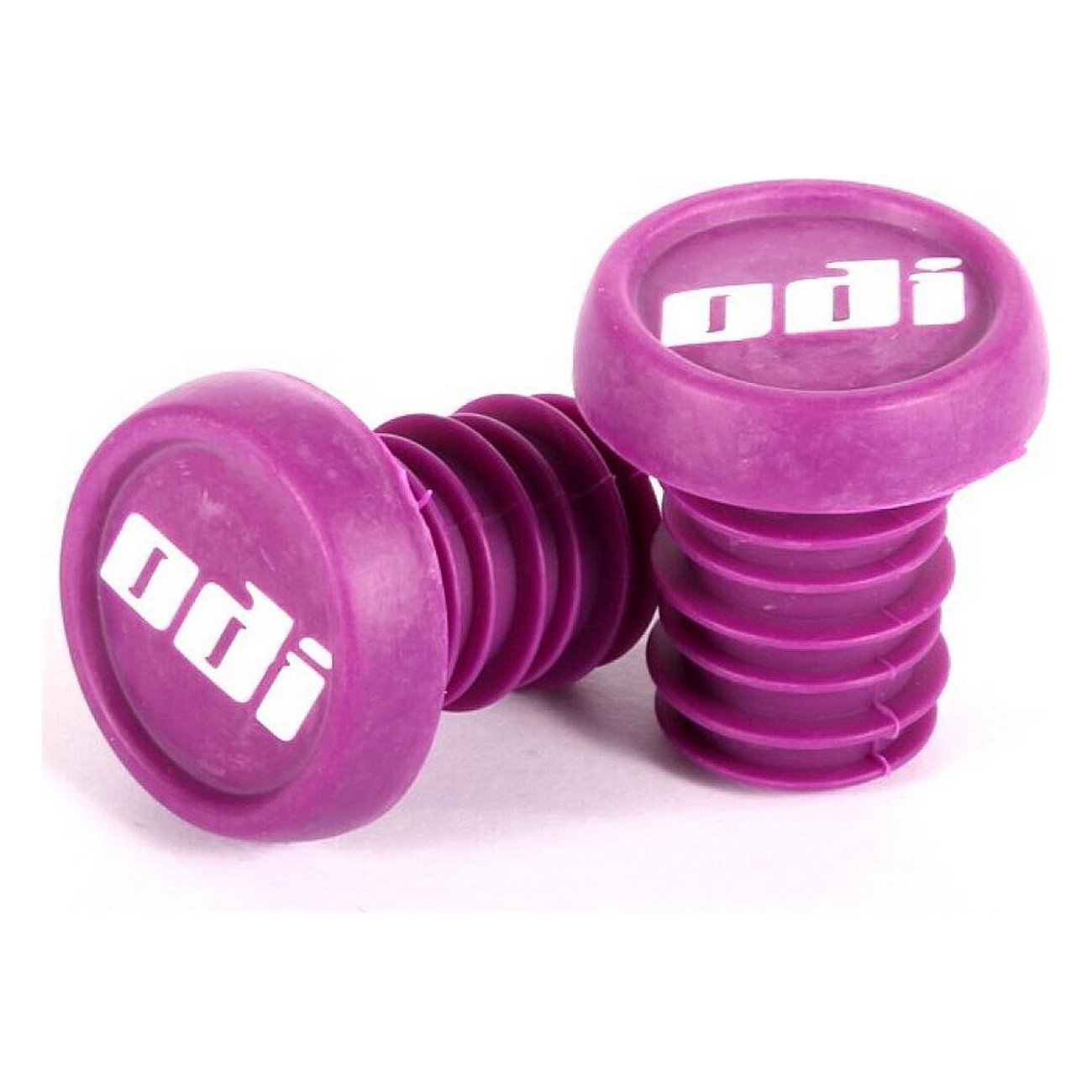 Purple BMX End Caps with ODI Logo - Easy Push-In Installation - 1