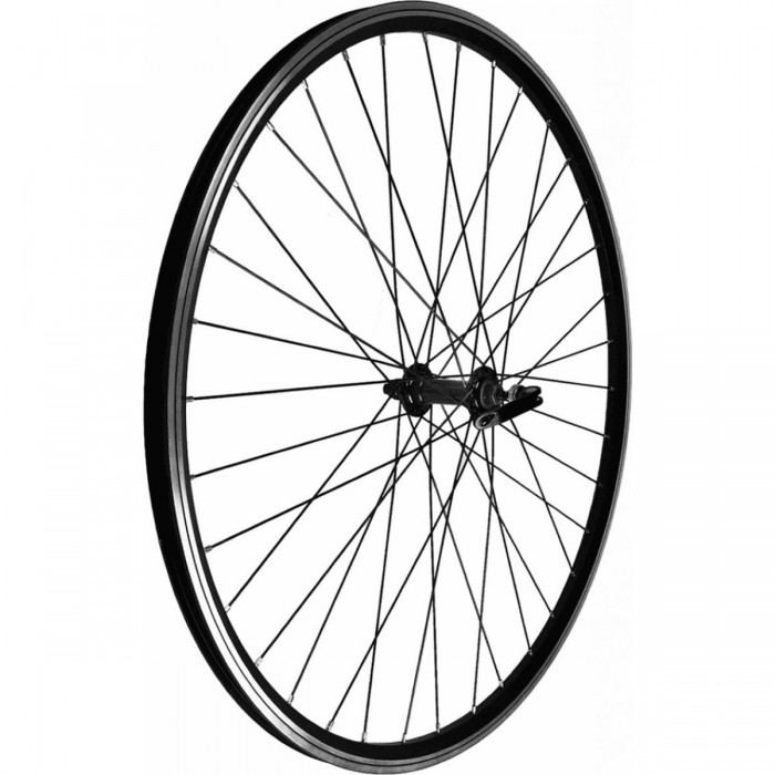 Ruota Anteriore MTB 26' in Alluminio Nero con Mozzo a Cuscinetti e Doppia Camera - 1 - Ruote complete - 8053329968867