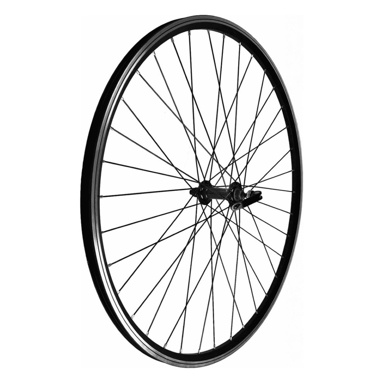 Ruota Anteriore MTB 26' in Alluminio Nero con Mozzo a Cuscinetti e Doppia Camera - 1 - Ruote complete - 8053329968867