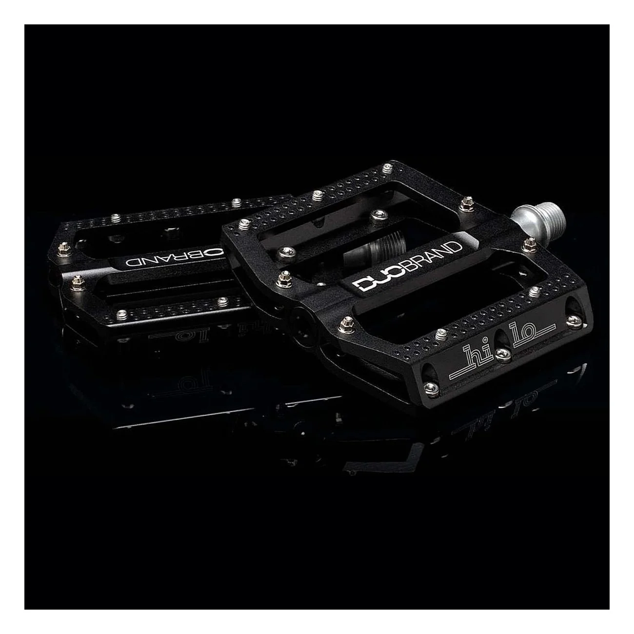 Duo CNC Hi-Lo 9/16' Black Pedals with Aluminum Platform and Sealed Bearings - 1