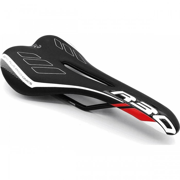 MTB/Road Saddle R30 Black/Red Skay with Steel Rail, 255g - 1