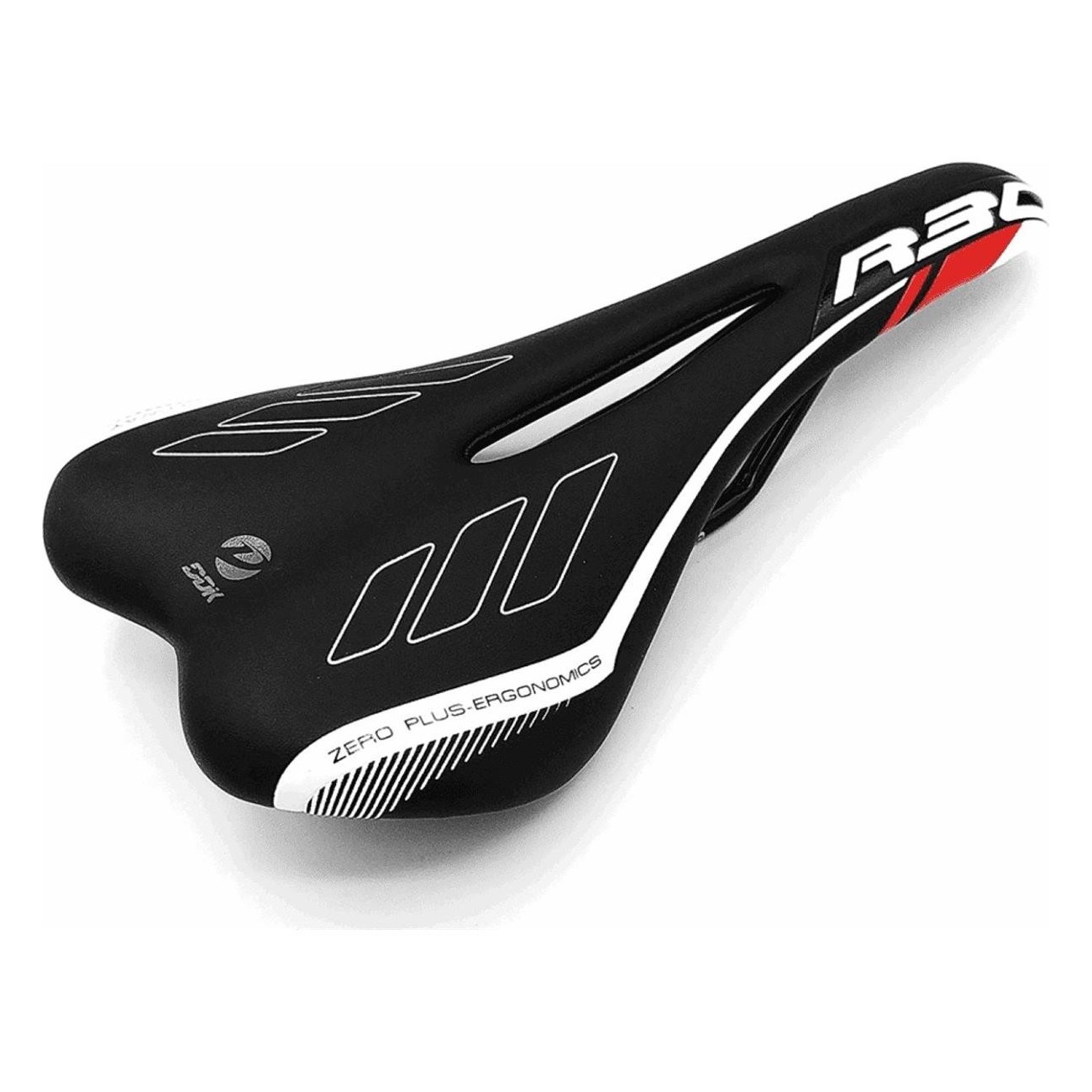 Selle MTB/Course R30 Noir/Rouge en Skay avec Rail en Acier, 255g - 2