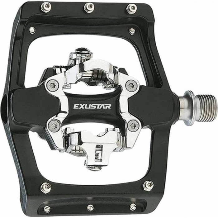 EXUSTAR E-PM820 MTB Pedal in Schwarz Aluminium - SPD/FLAT, 556g, 109x105mm - 1