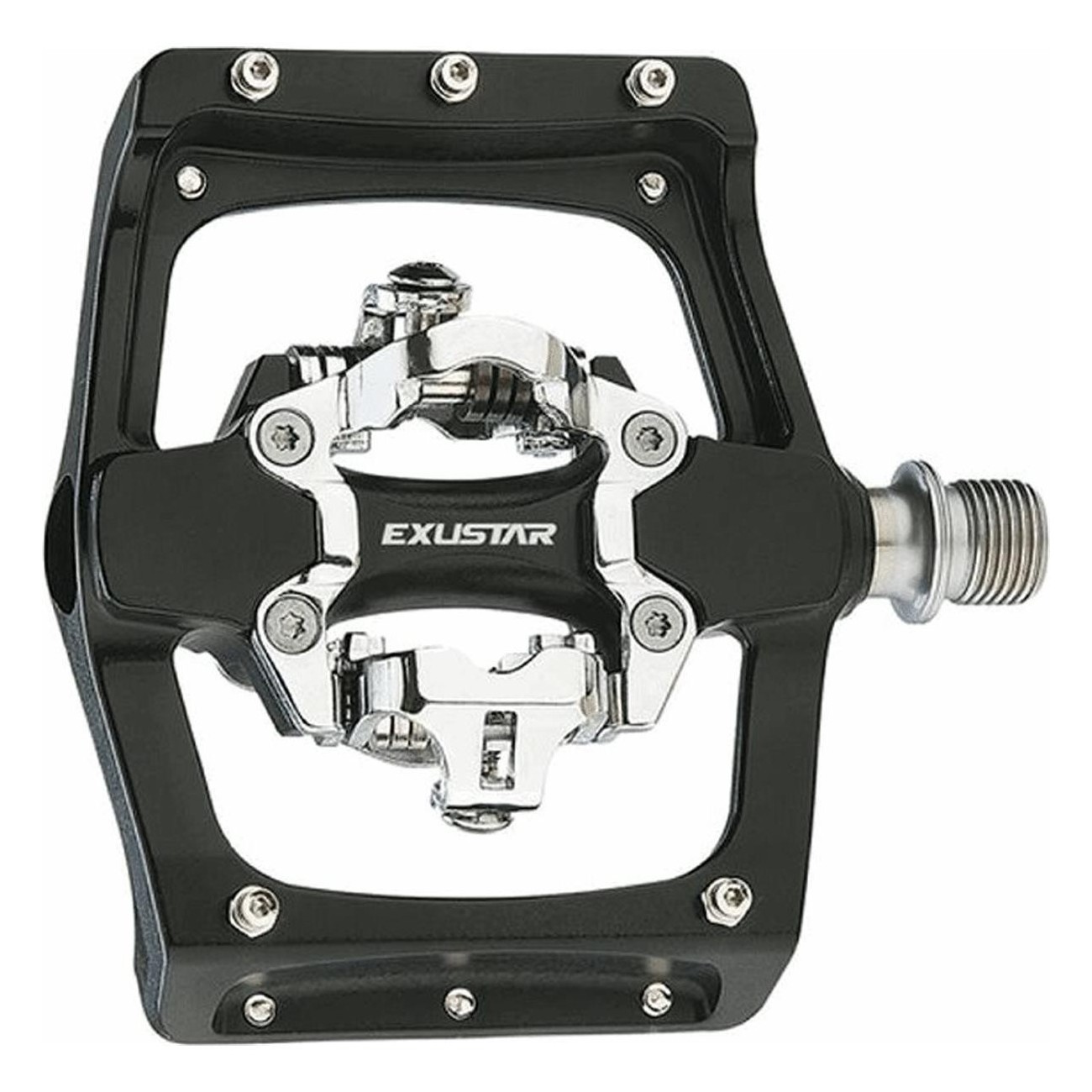 EXUSTAR E-PM820 MTB Pedal in Schwarz Aluminium - SPD/FLAT, 556g, 109x105mm - 1