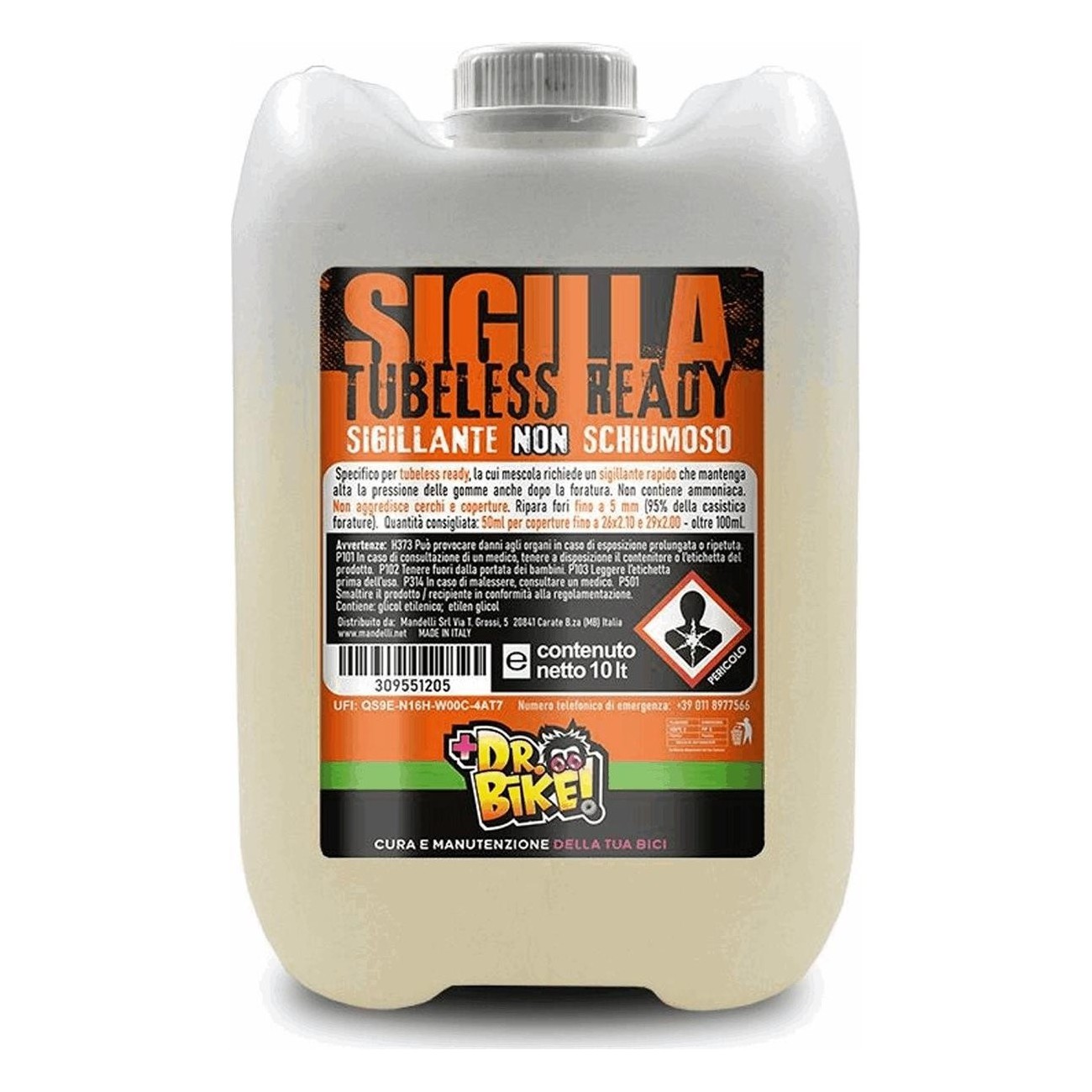 Sigillante Dr.bike 10L per Tubeless Ready, Non Schiumoso e Affidabile - 1 - Lattice sigillante - 8005586229700