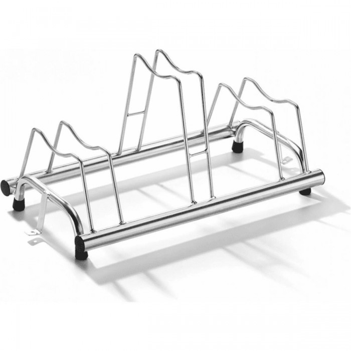 Zinc Plated Ground Bike Rack for 3 Bikes with Disc Brakes, Width 6/8 cm - 1