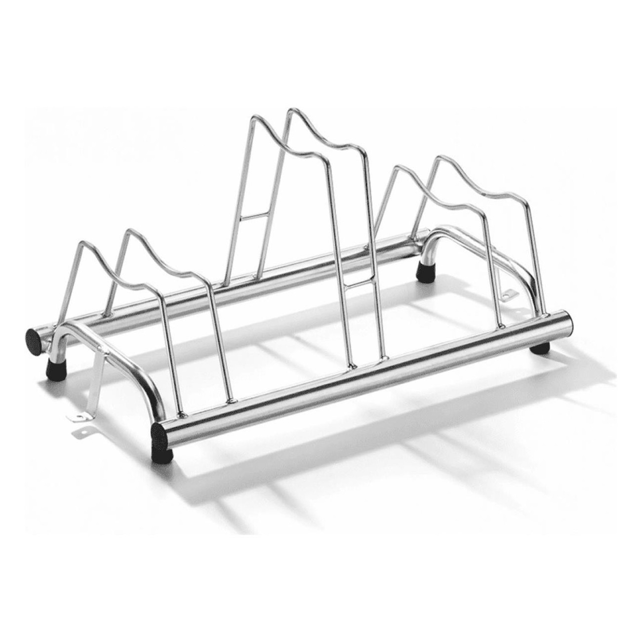 Zinc Plated Ground Bike Rack for 3 Bikes with Disc Brakes, Width 6/8 cm - 1