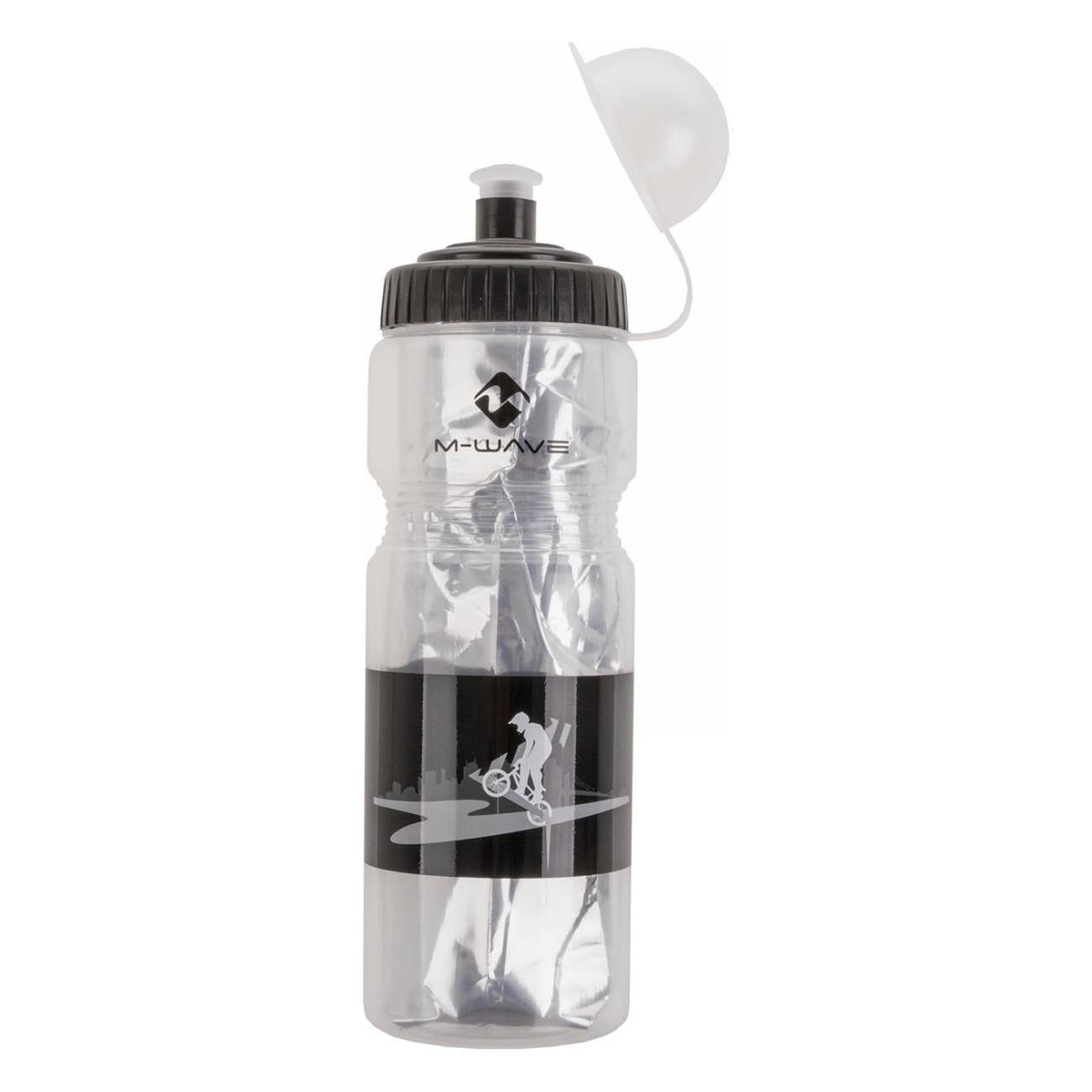 M-WAVE 400 ml Thermal Bottle in Transparent and Black Plastic - 1