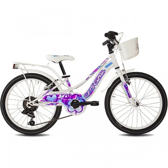 Bicicletta City Girl 20 per Bambini - Bianco con Cambio Shimano 6V e Freni V-Brake - 1 - Bambino - 8059796061131