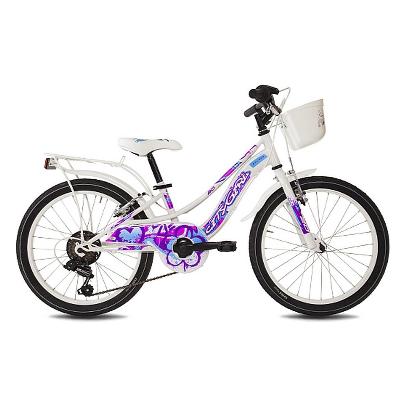 Bicicletta City Girl 20 per Bambini - Bianco con Cambio Shimano 6V e Freni V-Brake - 1 - Bambino - 8059796061131