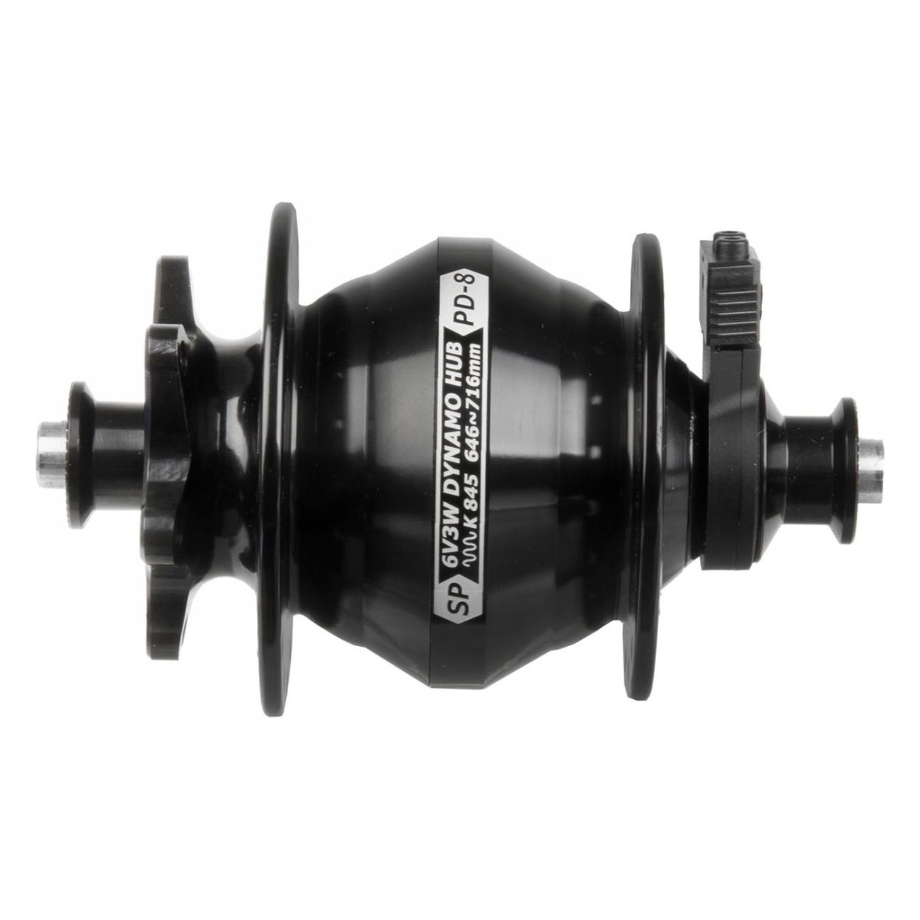 Black Hub Dynamo 6V/3W for Disc Brakes, 26-28' Wheels, 32 Holes, Anodized - 1