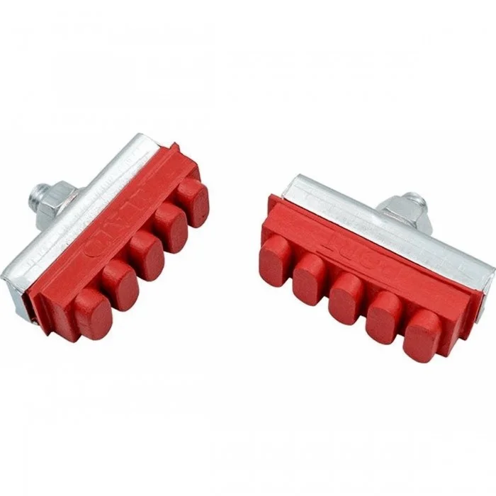 Pattini Freno 35mm Rosso MVTEK - Confezione da 10 Coppie per Biciclette SPORT, OLANDA e TORINO - 1 - Pattini - 8005586214492