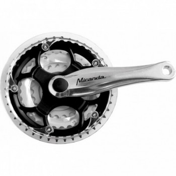 MTB Crankset 3x8/9V 22/32/42 Teeth, 170mm, Black/Silver with Chain Guard - 1