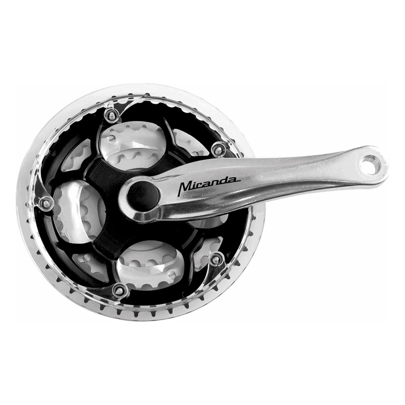 MTB Crankset 3x8/9V 22/32/42 Teeth, 170mm, Black/Silver with Chain Guard - 1