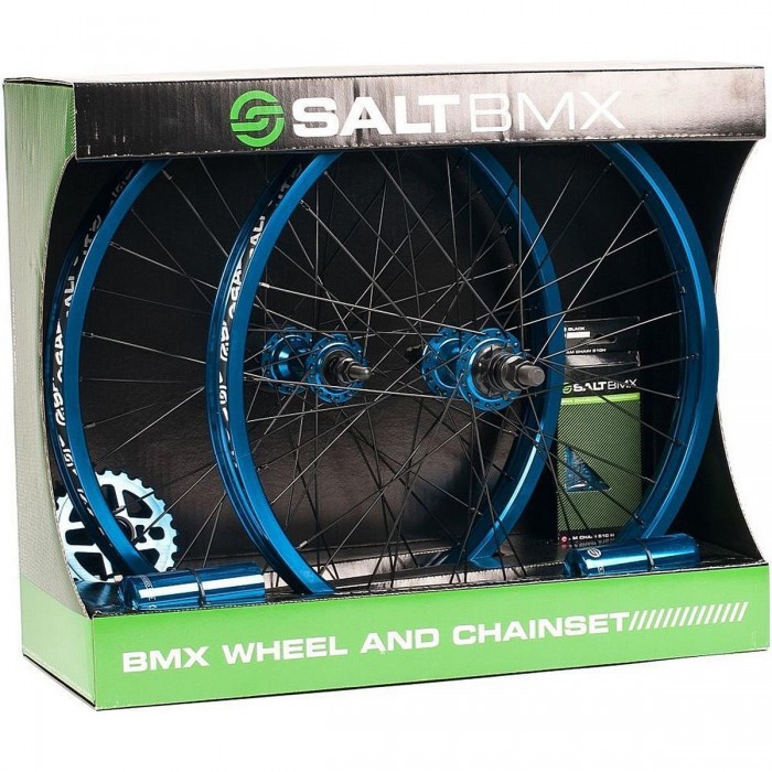 Roues Arrière Salt Valon avec Moyeu Cassette Semi-Scellé 9T - Couleur Cyan - 1