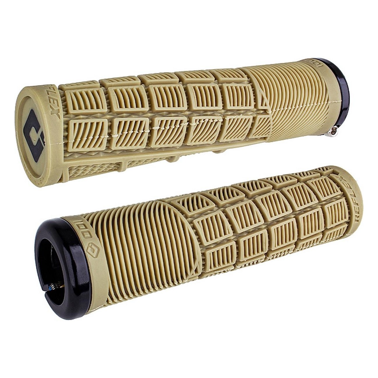 Impugnature Odi Grips Reflex V2.1 Lock-On Beige con Morsetti Neri 135 mm per BMX e MTB - 1 - Manopole - 0711484195082