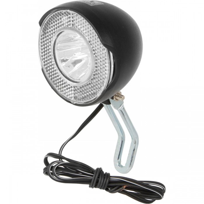 Faro Delantero Dinamo LED Anlun 6V 1.1W 14 Lux Negro con Soporte y Reflector - 1