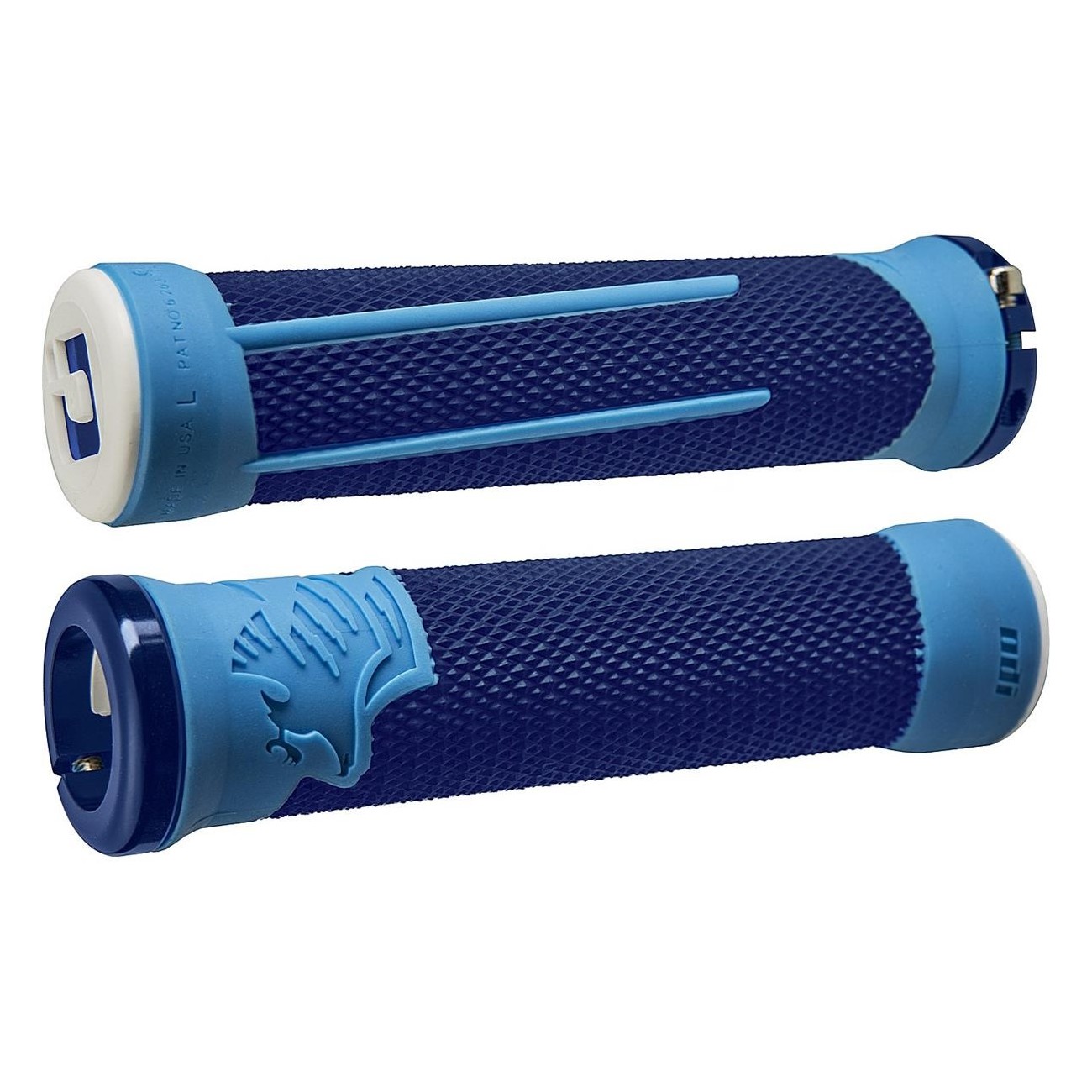 Manopole MTB ODI AG2 Signature Lock-On 2.1 Blu-Azzurro con Morsetti Blu, 135mm - 1 - Manopole - 0711484190872