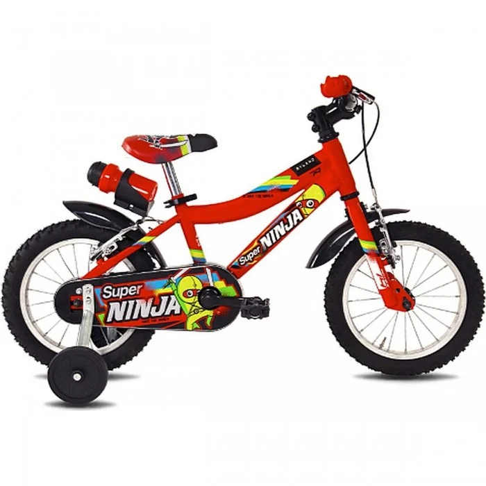 Bicicletta per Bambini Super Ninja 14' Rosso con Telaio in Acciaio e Freni V-Brake - 1 - Bambino - 8059796061049