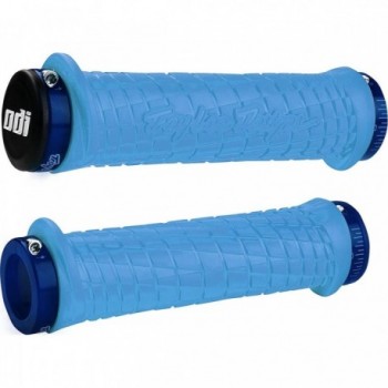 MTB Griffe ODI Troy Lee Designs Lock-On 130 mm Hellblau mit blauen Klemmen - 1