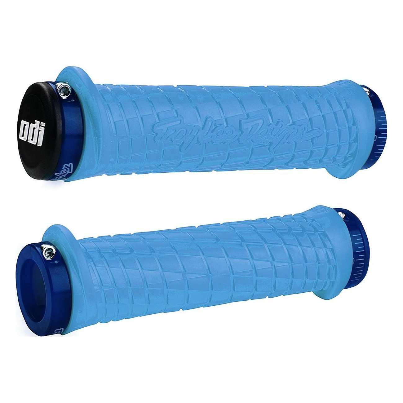 MTB Grips ODI Troy Lee Designs Lock-On 130 mm Hellblue with Blue Clamps - 1