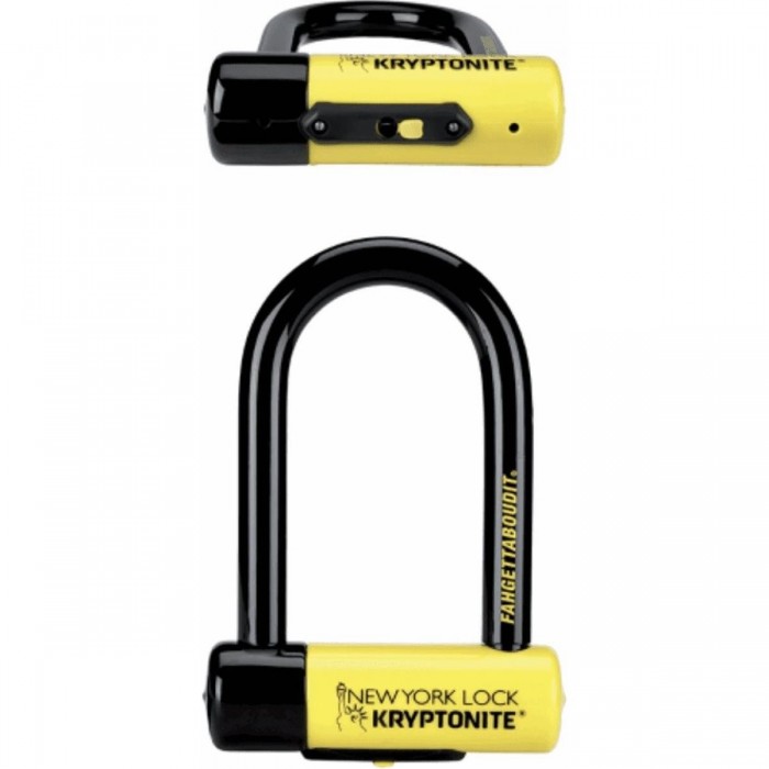 New York Mini U-Lock 18mm with Key, Maximum Security Yellow/Black - 1