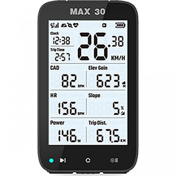 Ciclocomputer Max 30 GPS Noir avec 47 Fonctions de Suivi et Altimètre - 1