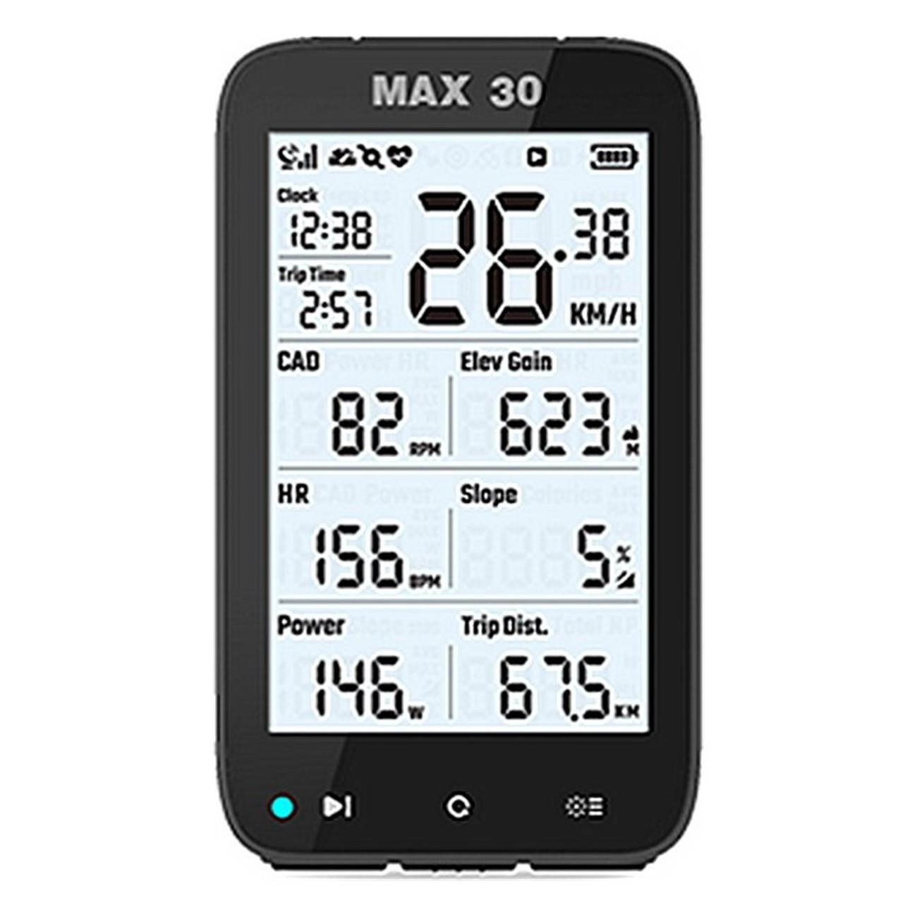 Ciclocomputer Max 30 GPS Schwarz mit 47 Funktionen und Höhenmesser - 1