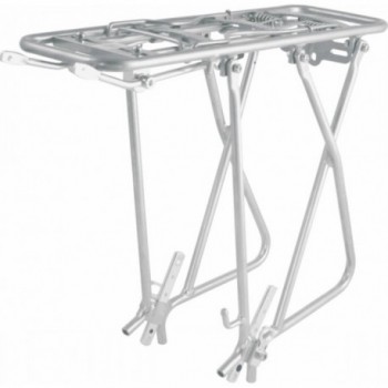 Silver Aluminum Rear Rack for Side Bags, Compatible with 26'-28' Wheels, Max Load 25 kg - 1