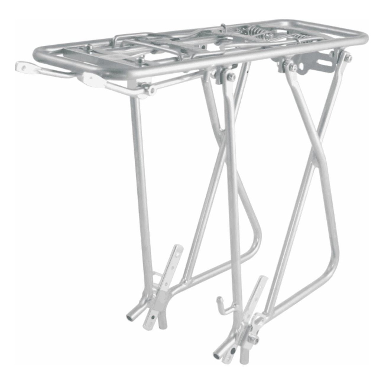 Silver Aluminum Rear Rack for Side Bags, Compatible with 26'-28' Wheels, Max Load 25 kg - 1