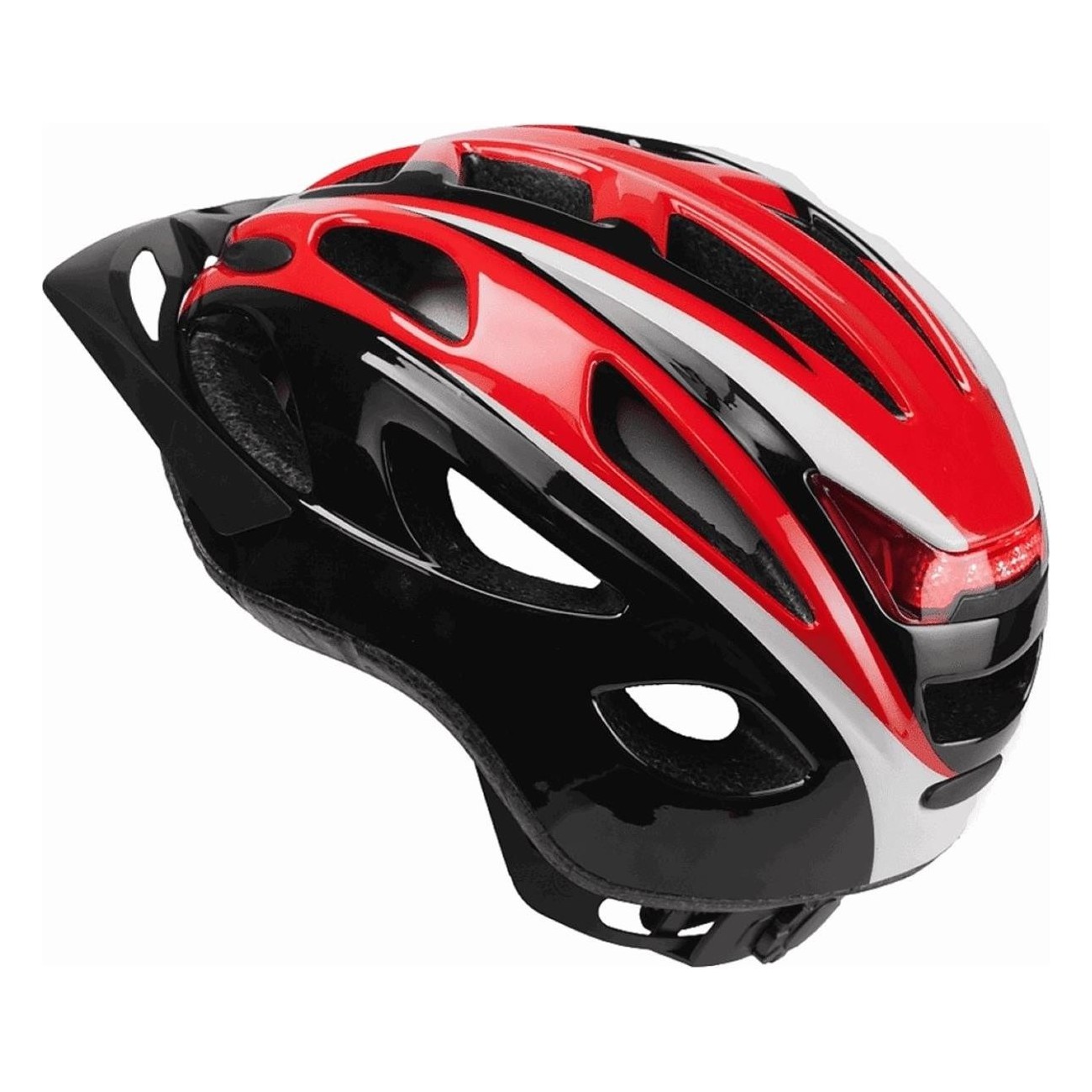 S-291 Cycling Helmet with Rear Light, Red/Black/White, Size L (58-61 cm) - 2