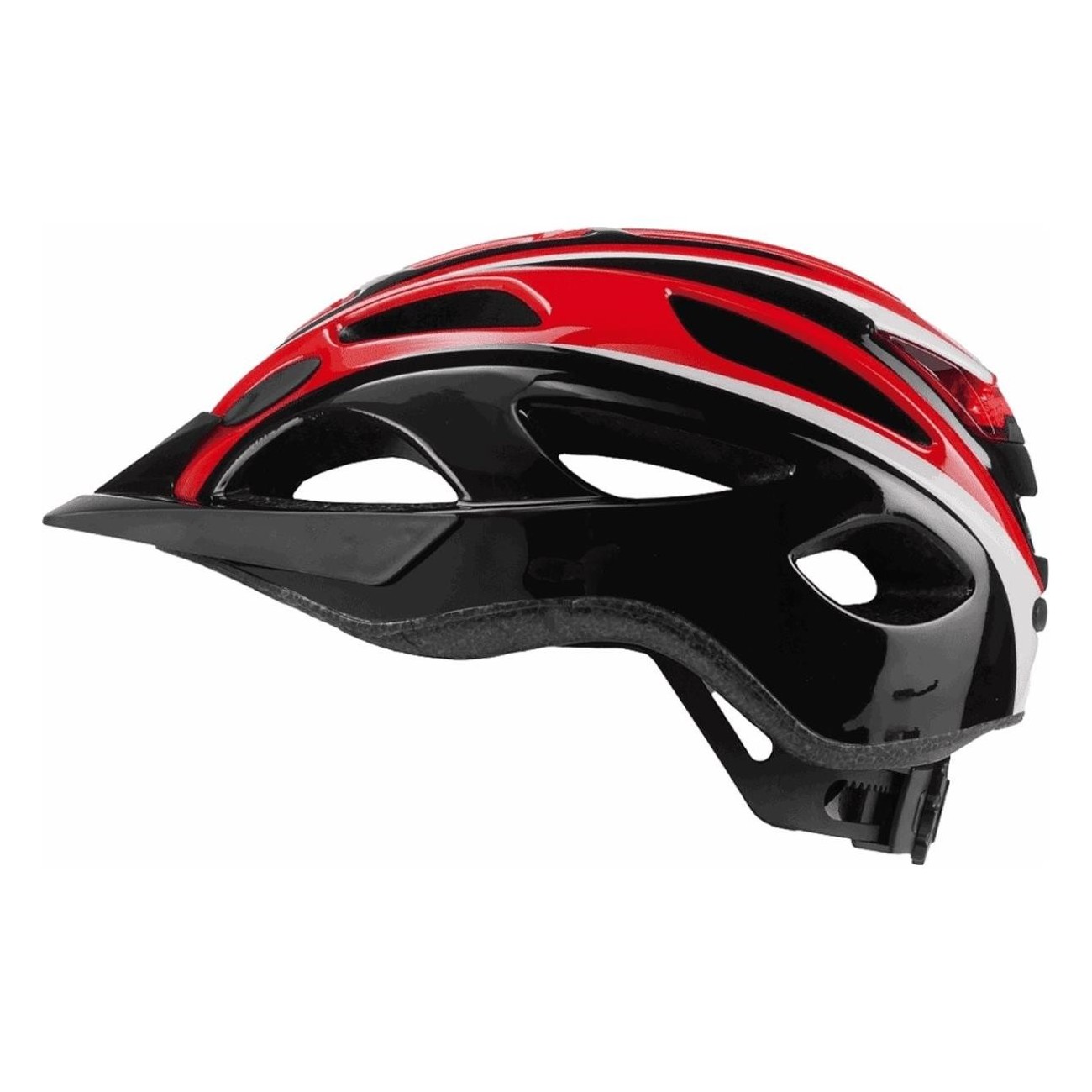 S-291 Cycling Helmet with Rear Light, Red/Black/White, Size L (58-61 cm) - 3