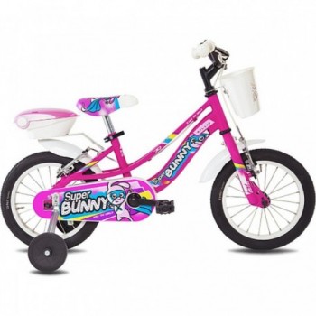 Vélo pour Enfants Super Bunny 14 Fuchsia avec Cadre en Acier et Freins V-Brake - 1