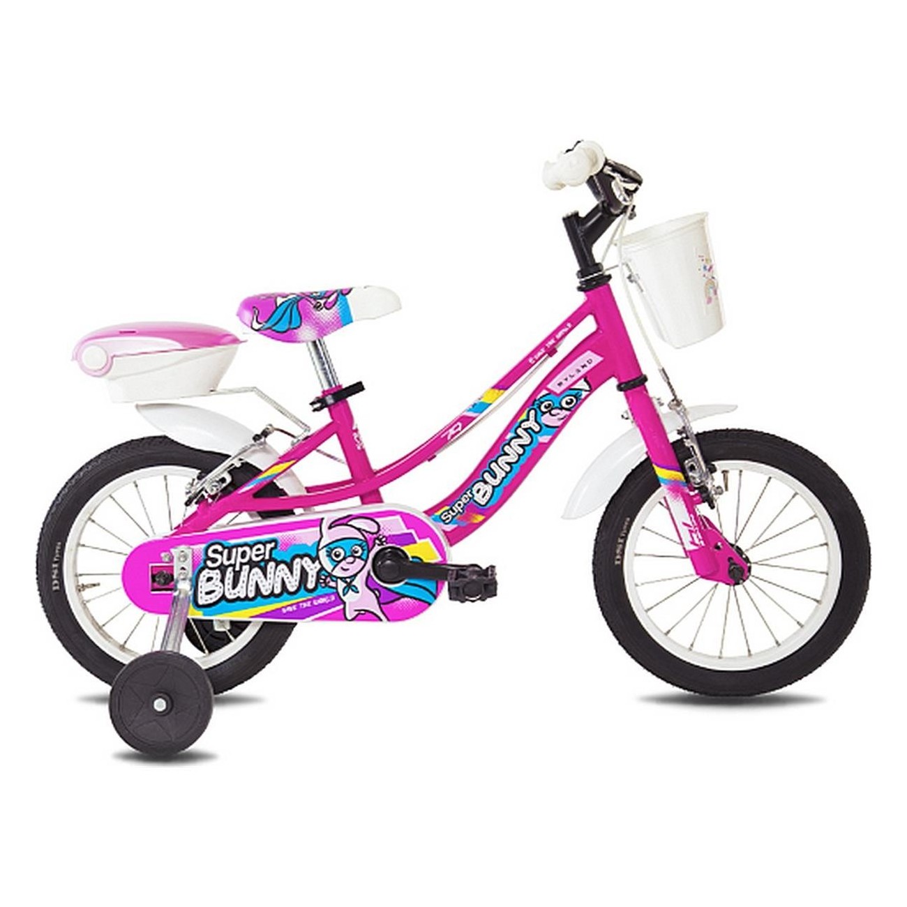 Vélo pour Enfants Super Bunny 14 Fuchsia avec Cadre en Acier et Freins V-Brake - 1