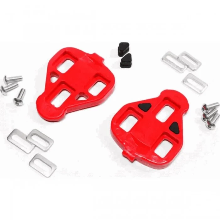 Tacche Pedali Miche Rosse per Bici da Strada con Accessori Antiscivolo e Gioco Laterale - 1 - Tacchette - 8054521670336