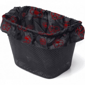 Housse de panier avant en nylon noir avec fleurs rouges pour vélo - 1