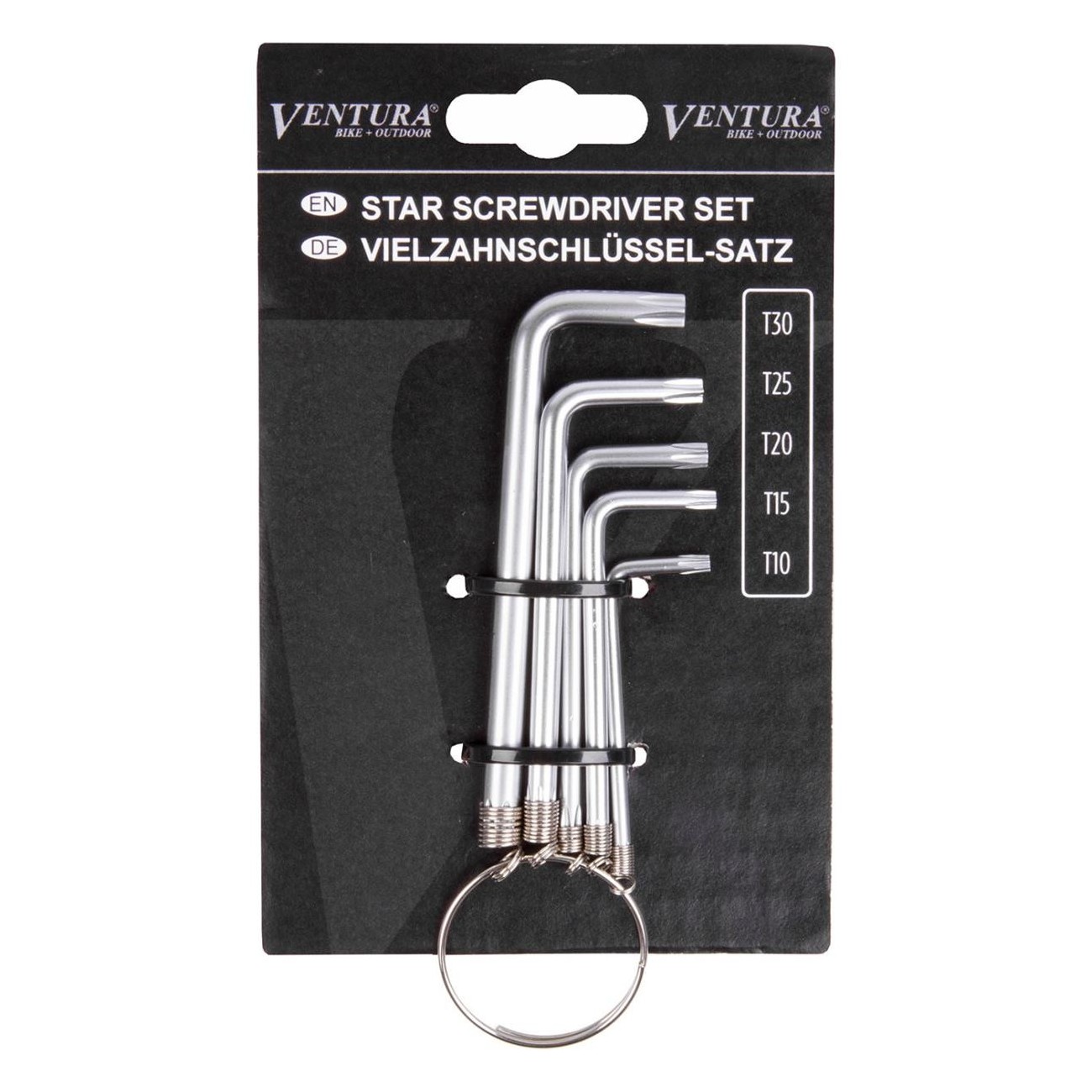 Set of Zinc-Plated Multi-Point Hex Keys T10-T30 for Security Screws - 3