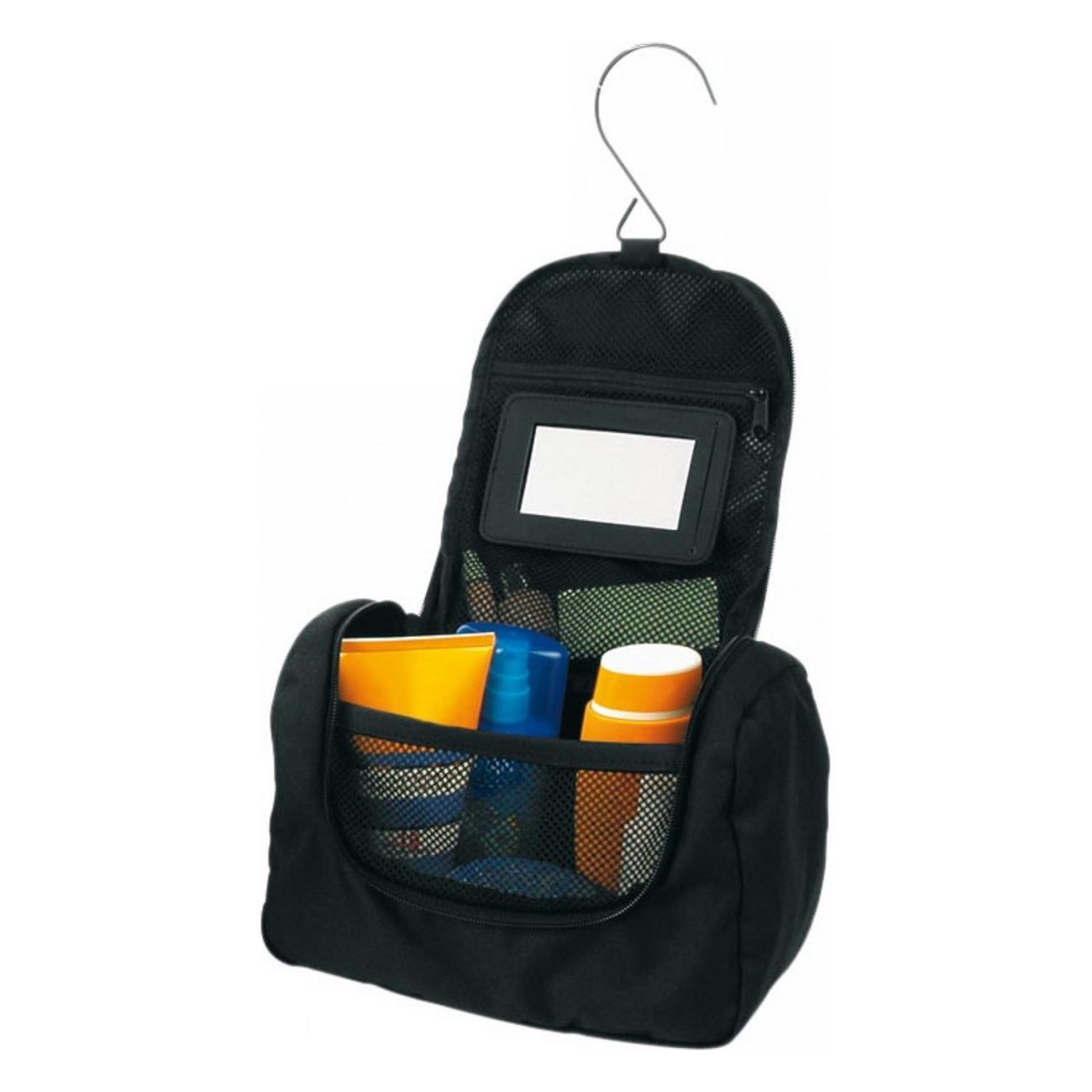 Trousse da viaggio nera imbottita con specchio 23x12x15 cm - 2 - Marsupi e portaoggetti - 8014044942853